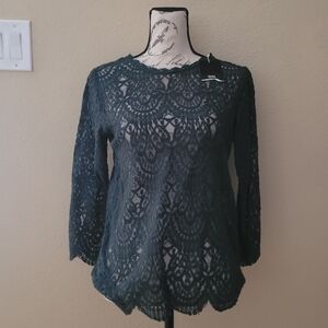 Zara Women's Lace Top - Dark Green